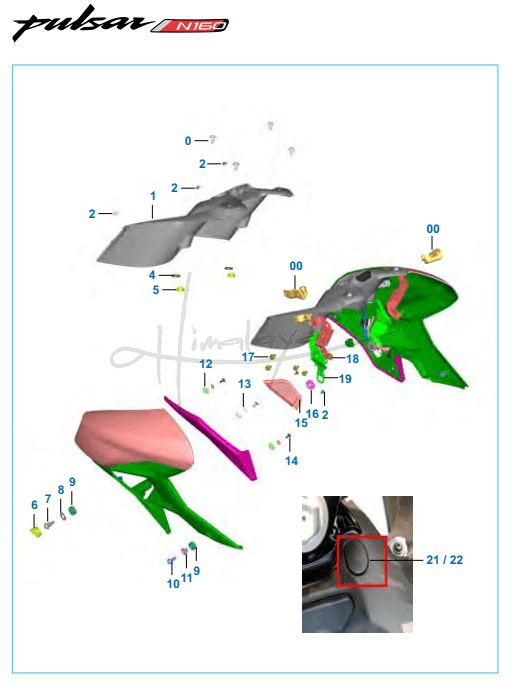 This is an image of Tank Flaps LH - Pulsar N160 Dual ABS