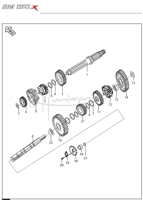 This is an image of Transmission UG 5 Gear - Boxer 150X