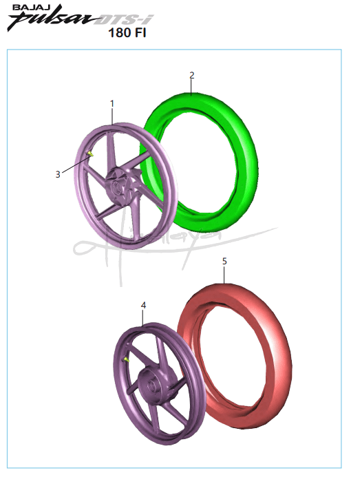 This is an image of Tube Tyre Rim - Pulsar 180 FI Neon