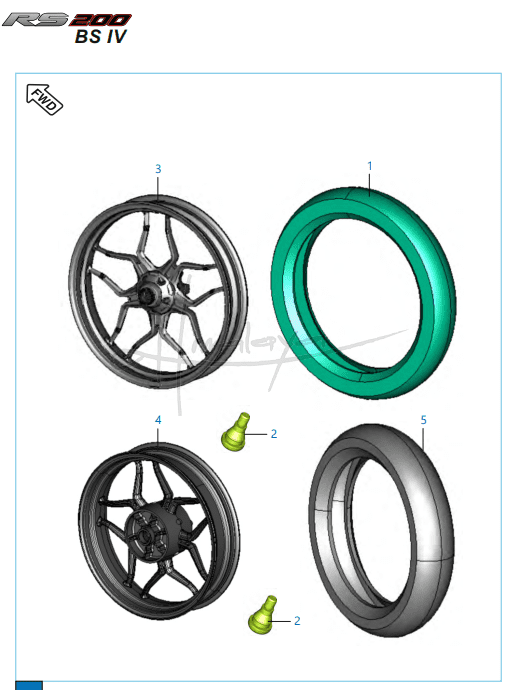 This is an image of Tyre Tube Rim - Pulsar RS 200