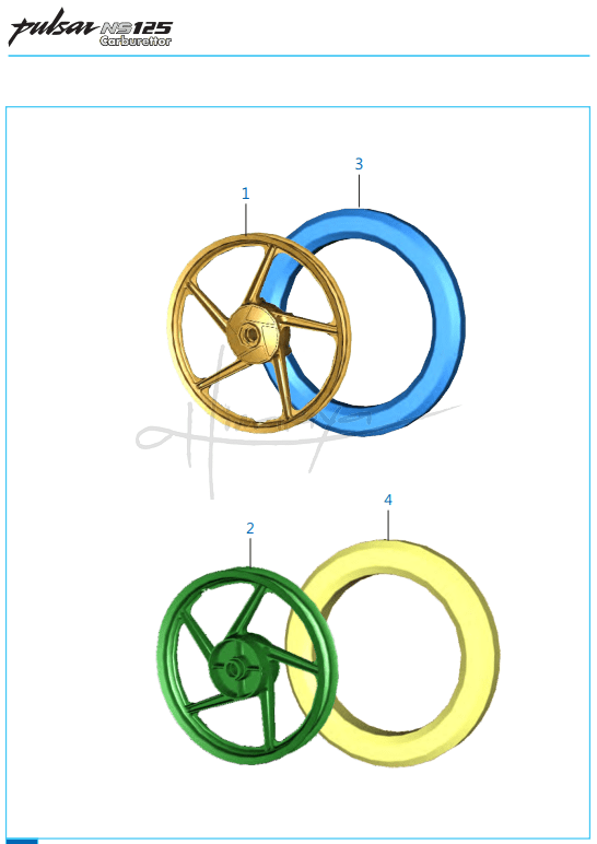 This is an image of Tyre Tube Rim - Pulsar NS 125