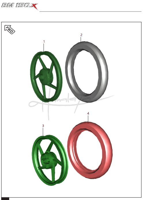 This is an image of Tube Tyre Rim - Boxer 150X