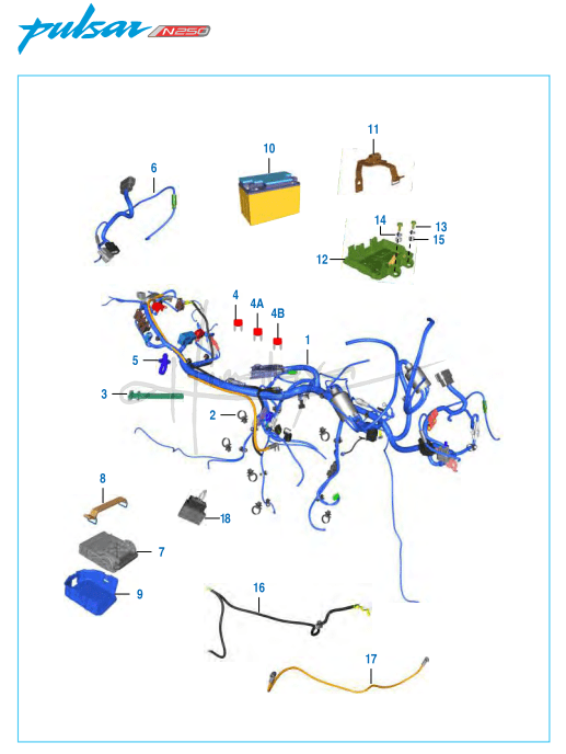 This is an image of Wiring Harness ECU Battery - Pulsar N 250